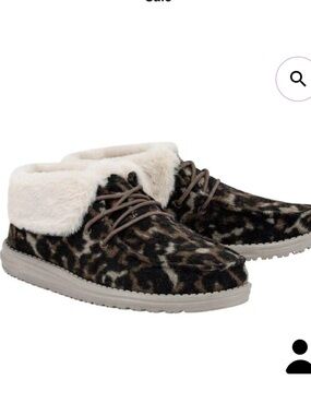 Hey Dudes Women's Leopard Print Fur-Lined Slip-On Shoes - Brown/Beige
